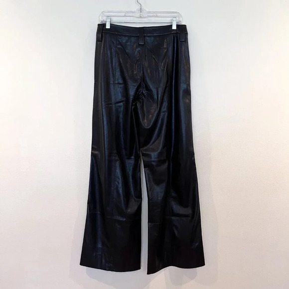 7 For All Mankind Black Vegan Faux Leather Wide Leg Classic Trouser Pants 27 NWT - Picture 9 of 13
